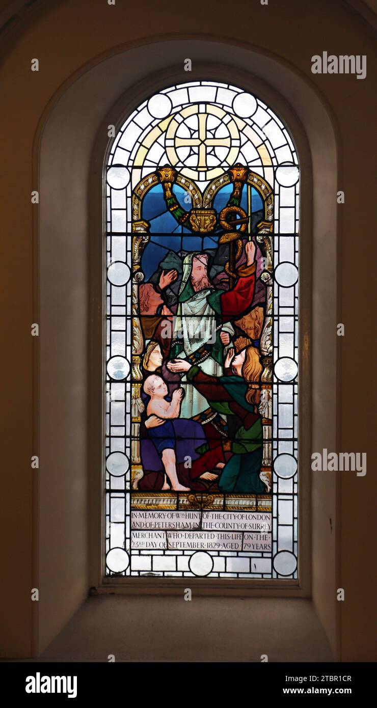 Southwark Londres Angleterre 18e siècle Guy's Chapel Jesus Christ vitrail vitré au-dessus de l'autel Banque D'Images