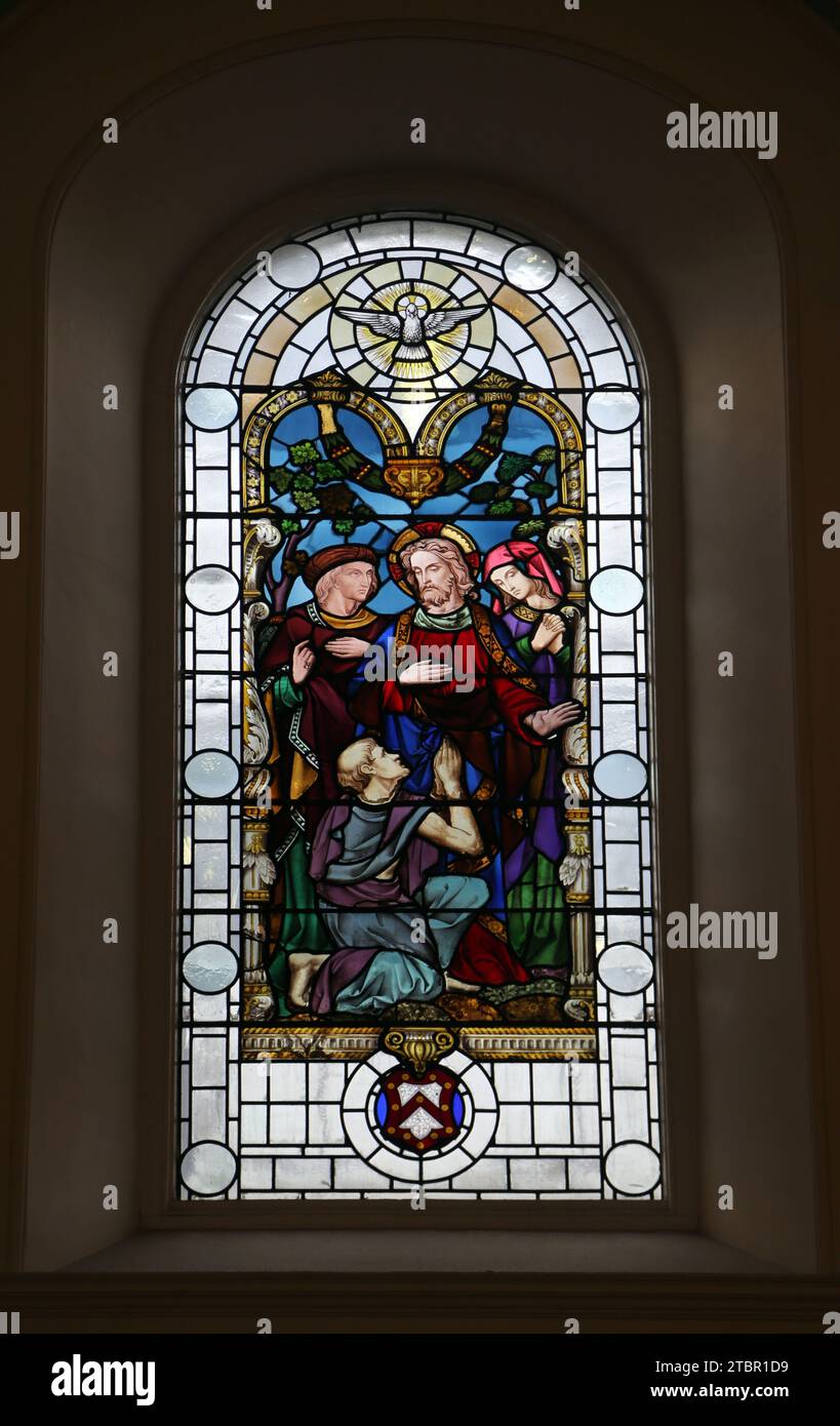 Southwark Londres Angleterre 18e siècle Guy's Chapel Jesus Christ vitrail vitré au-dessus de l'autel Banque D'Images