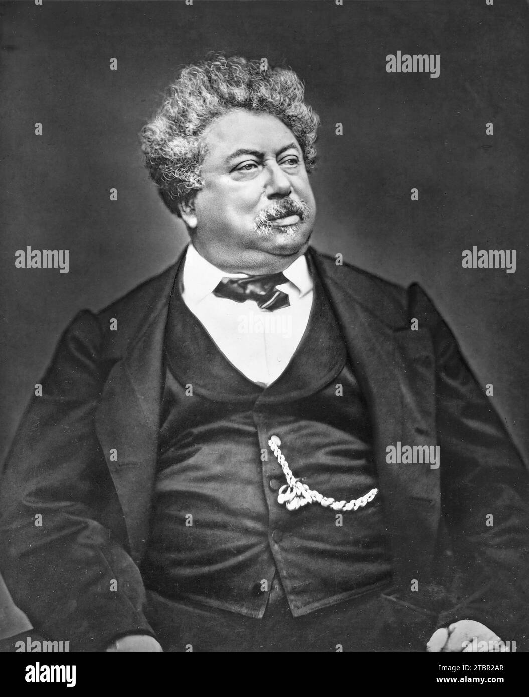 Portrait d'Alexandre Dumas (père). Circa 1862. Par Etienne Carjat. Matrice de gélatine Banque D'Images