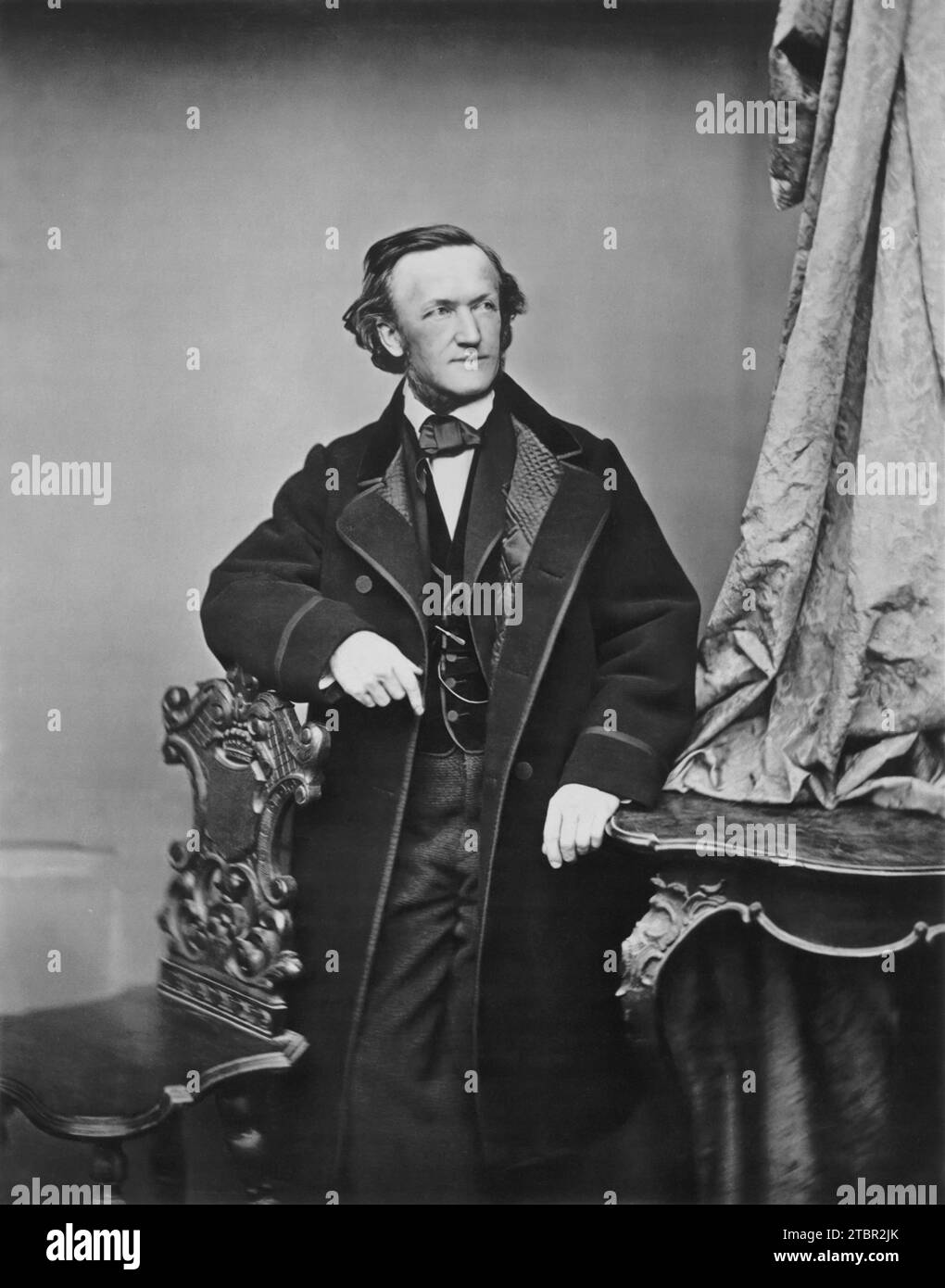 Richard Wagner vers 1860. Photographie de Franz Hanfstaengl. Remarque : le visage a été amélioré numériquement pour accentuer les détails. Banque D'Images