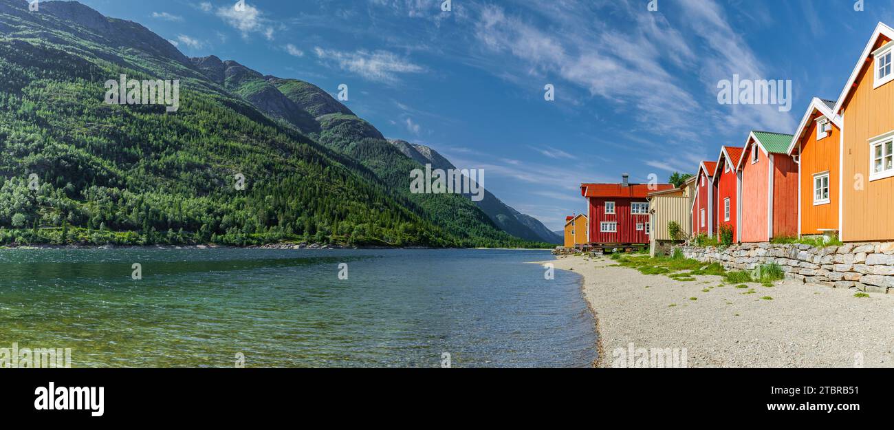 Maisons anciennes à Sjøgata à Mosjøen, Norvège du Nord Banque D'Images