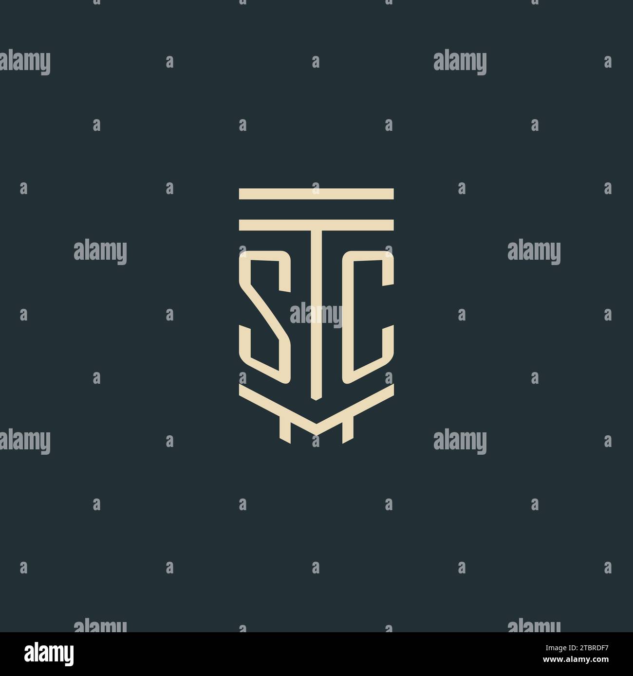 Monogramme initial SC avec des idées de conception de logo de pilier de ligne simple Illustration de Vecteur