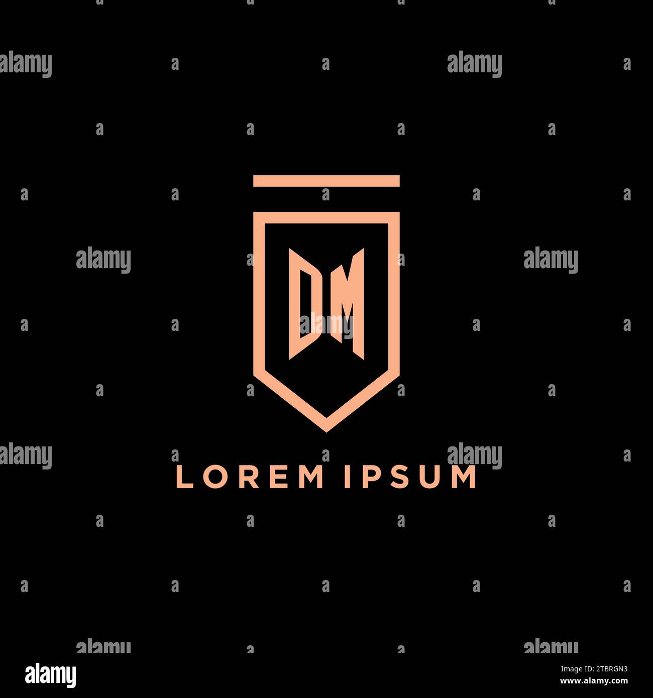 Monogramme DM initial avec logo bouclier graphique vectoriel d'icône Illustration de Vecteur