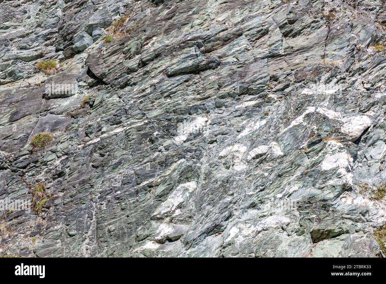 Rocher de schiste mica verdâtre avec des couches de marbre, sentier alpin vers le Schwarzwand, 2194 m, Hochalm, Rauris, Raurisertal, Pinzgau, Salzburger Land, Autriche Banque D'Images