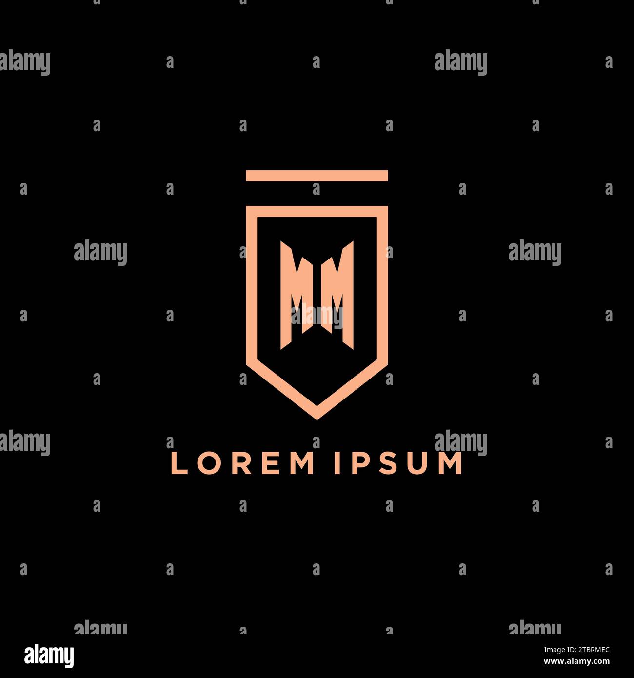 MM monogramme initial avec logo de bouclier graphique vecteur d'icône de conception Illustration de Vecteur