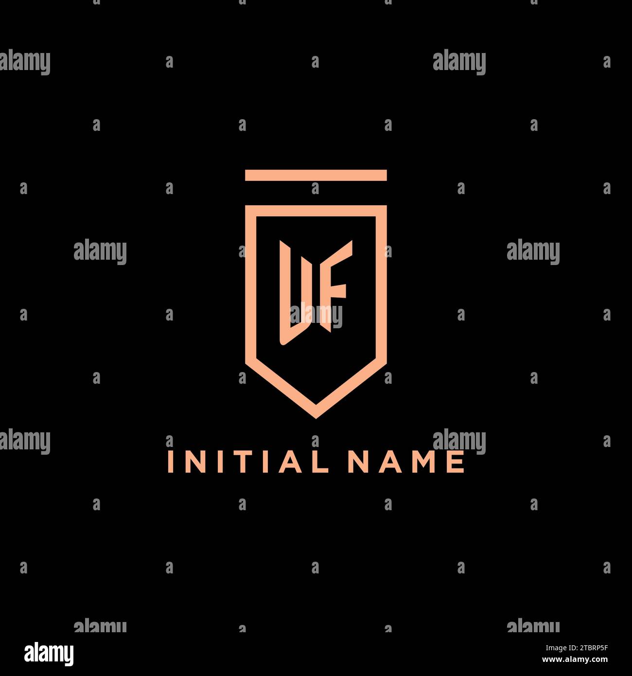 UF monogramme initial avec logo de bouclier graphique vecteur d'icône de conception Illustration de Vecteur