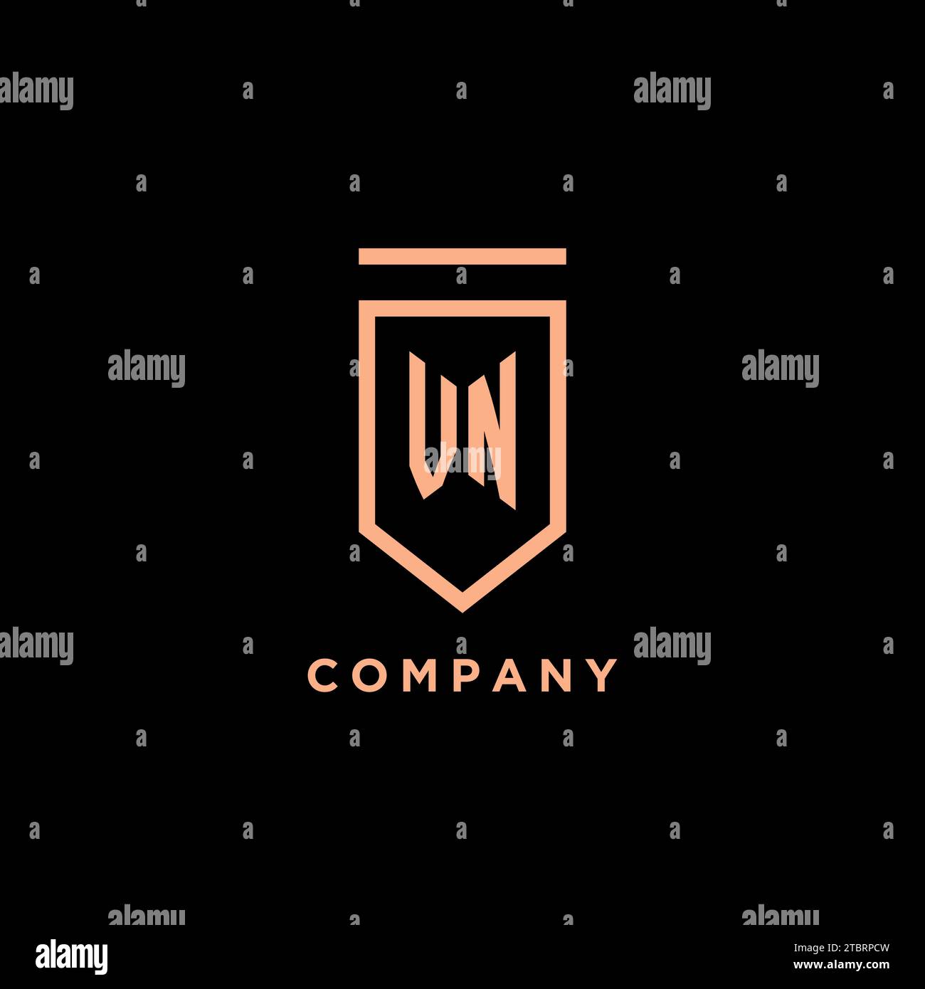Initiale de monogramme VN avec logo bouclier graphique vecteur d'icône de conception Illustration de Vecteur