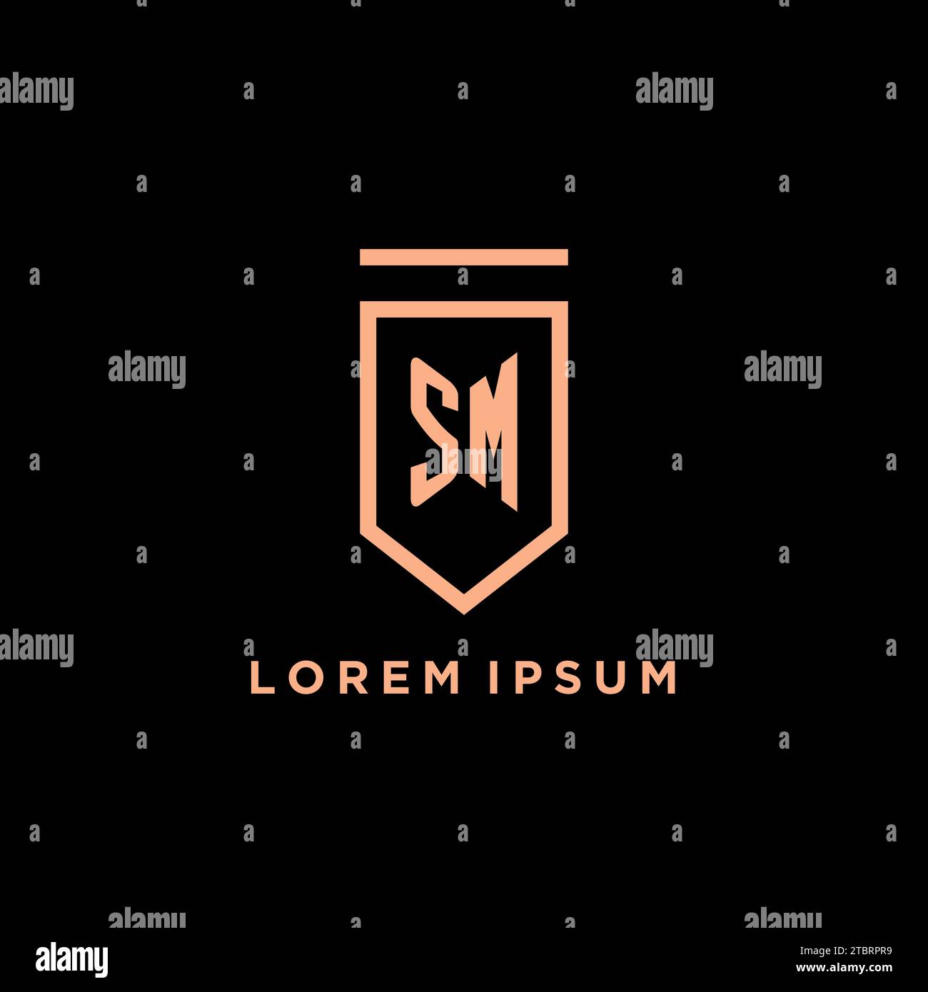 SM monogramme initial avec logo de bouclier graphique vecteur d'icône de conception Illustration de Vecteur