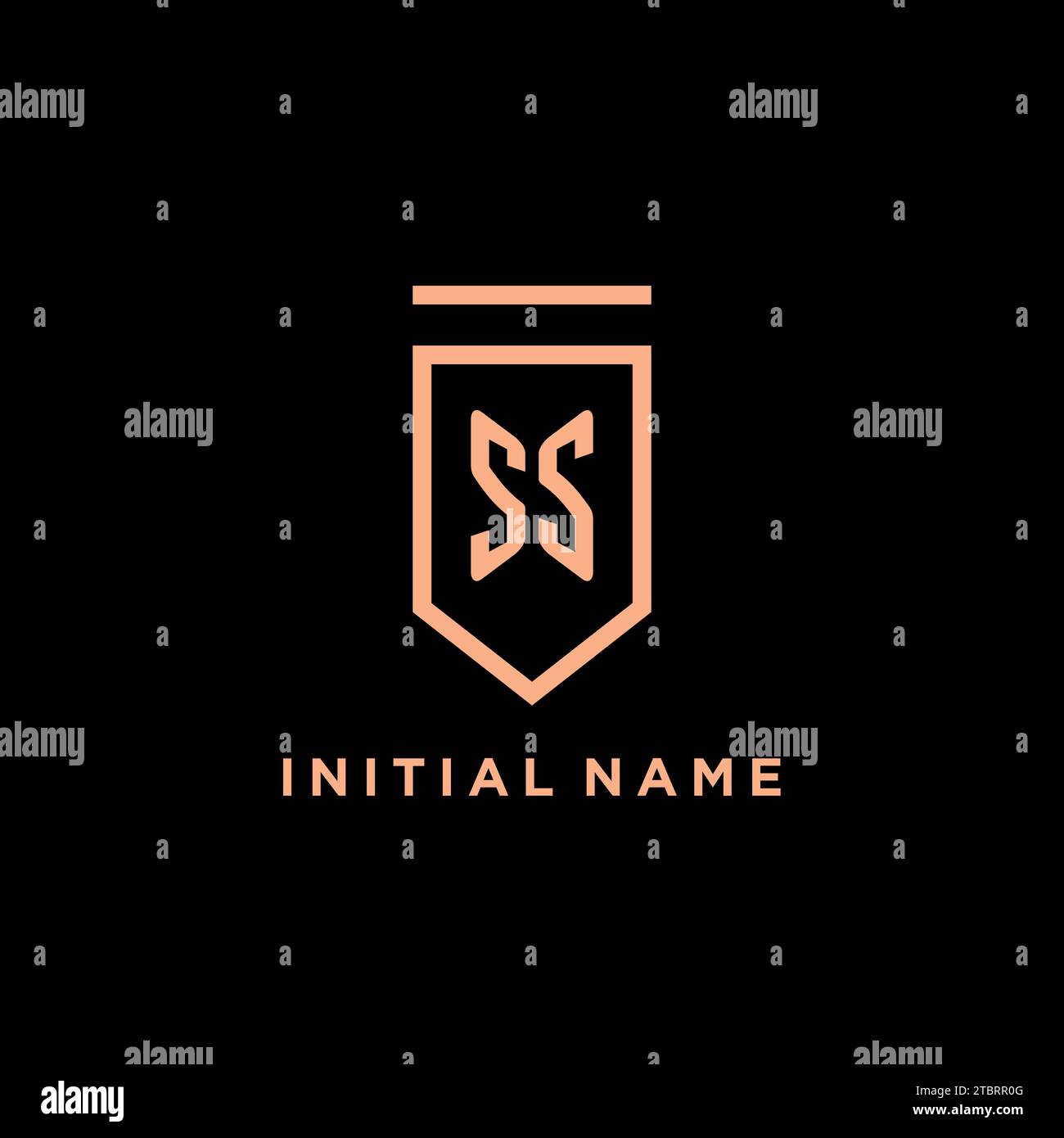 Initiale monogramme SS avec logo bouclier graphique vectoriel d'icône Illustration de Vecteur
