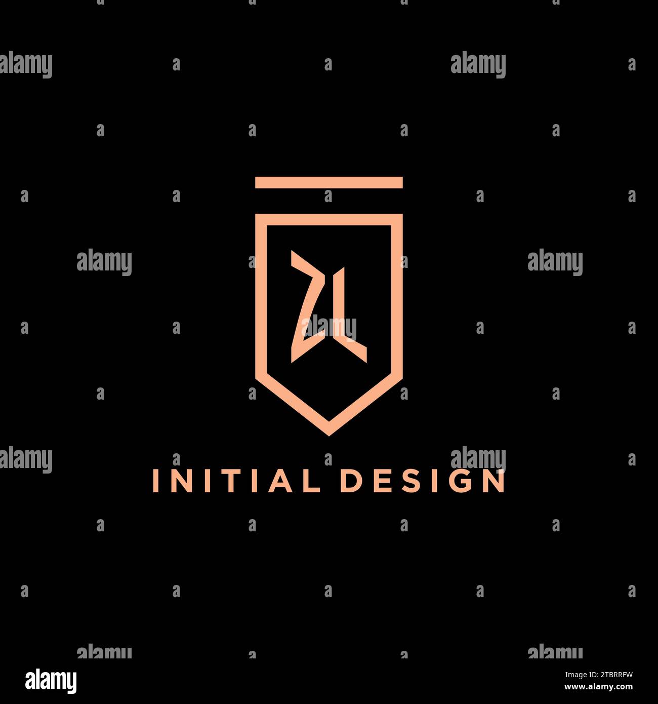 ZL monogramme initial avec logo de bouclier graphique vecteur d'icône de conception Illustration de Vecteur