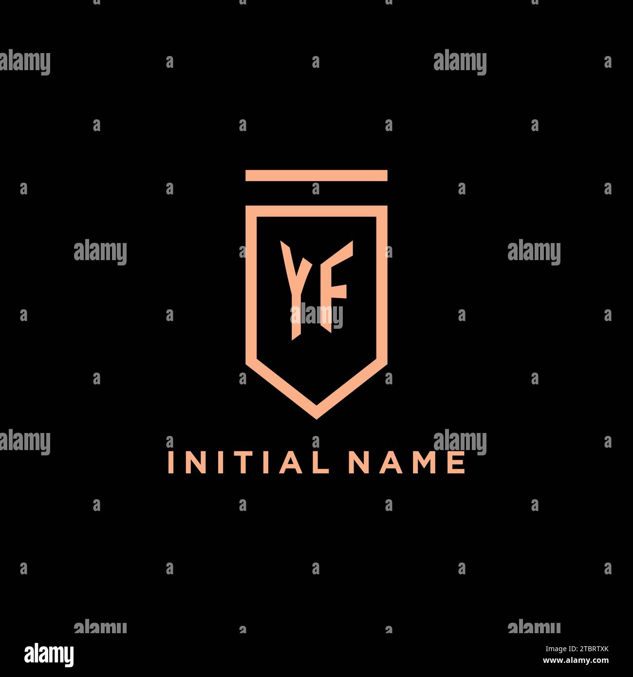 YF monogramme initial avec logo de bouclier graphique vecteur d'icône de conception Illustration de Vecteur