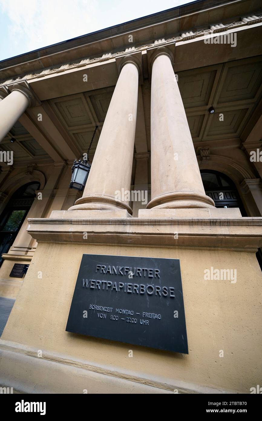 Allemagne, Hesse, Francfort, place de la bourse, Bourse de Francfort, bâtiment boursier, zone d'entrée Banque D'Images