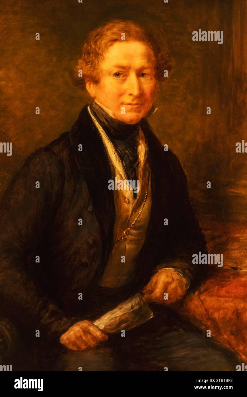 Angleterre, Londres, Portrait de Sir Robert Peel (1788-1850) par John Linnell daté de 1838 Banque D'Images