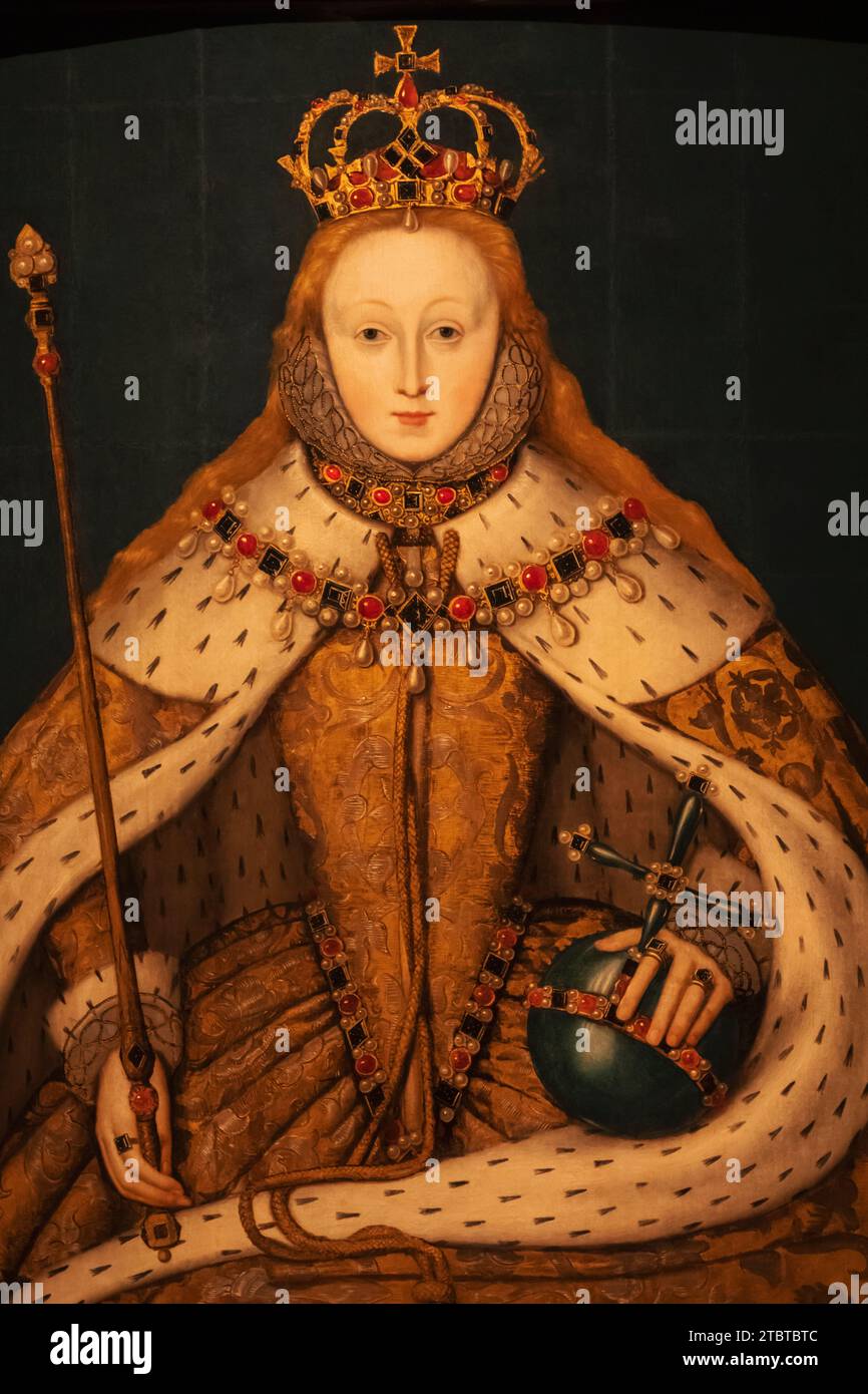 Angleterre, Londres, Portrait de la reine Elizabeth I (1533-1603) par un artiste inconnu daté d'environ 1600 Banque D'Images