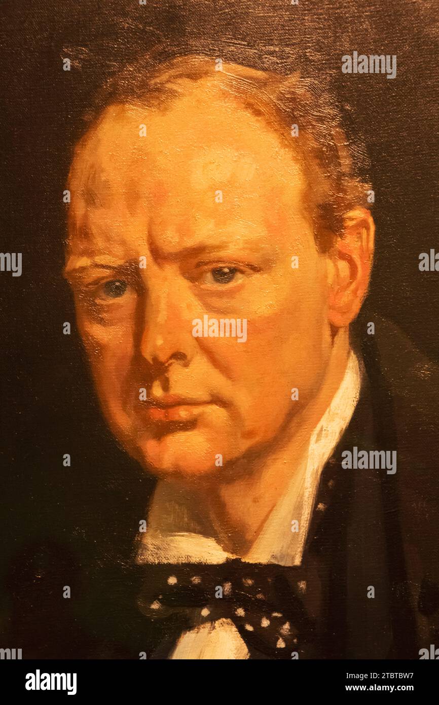 Angleterre, Londres, Portrait de Sir Winston Churchill (1874-1965) par Sir William Orpen daté de 1916 Banque D'Images