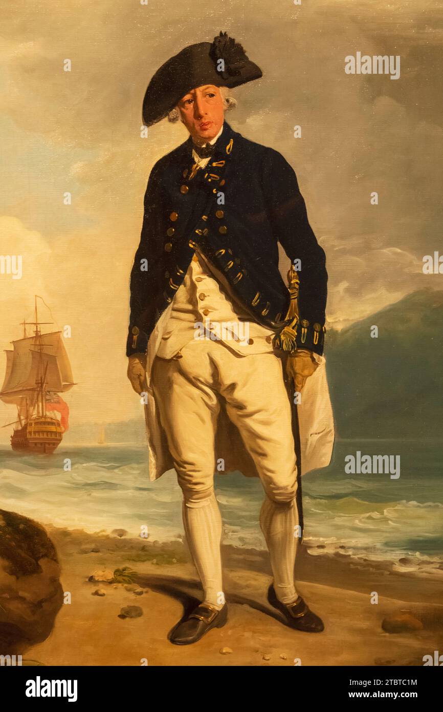 Angleterre, Londres, Portrait du capitaine Arthur Phillip (1738-1814), gouverneur de Port Jackson (Sydney) première colonie pénitentiaire britannique en Australie par Francis Wheatley daté de 1786 Banque D'Images