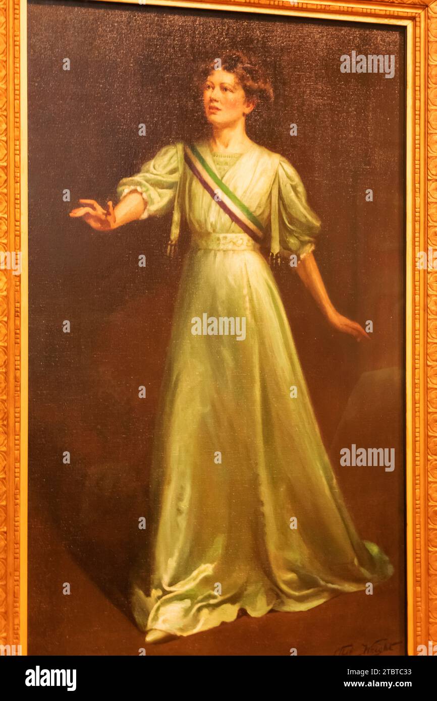 Angleterre, Londres, Portrait de Dame Christabel Pankhurst (1880-1958) par Ethel Wright daté vers 1908 Banque D'Images