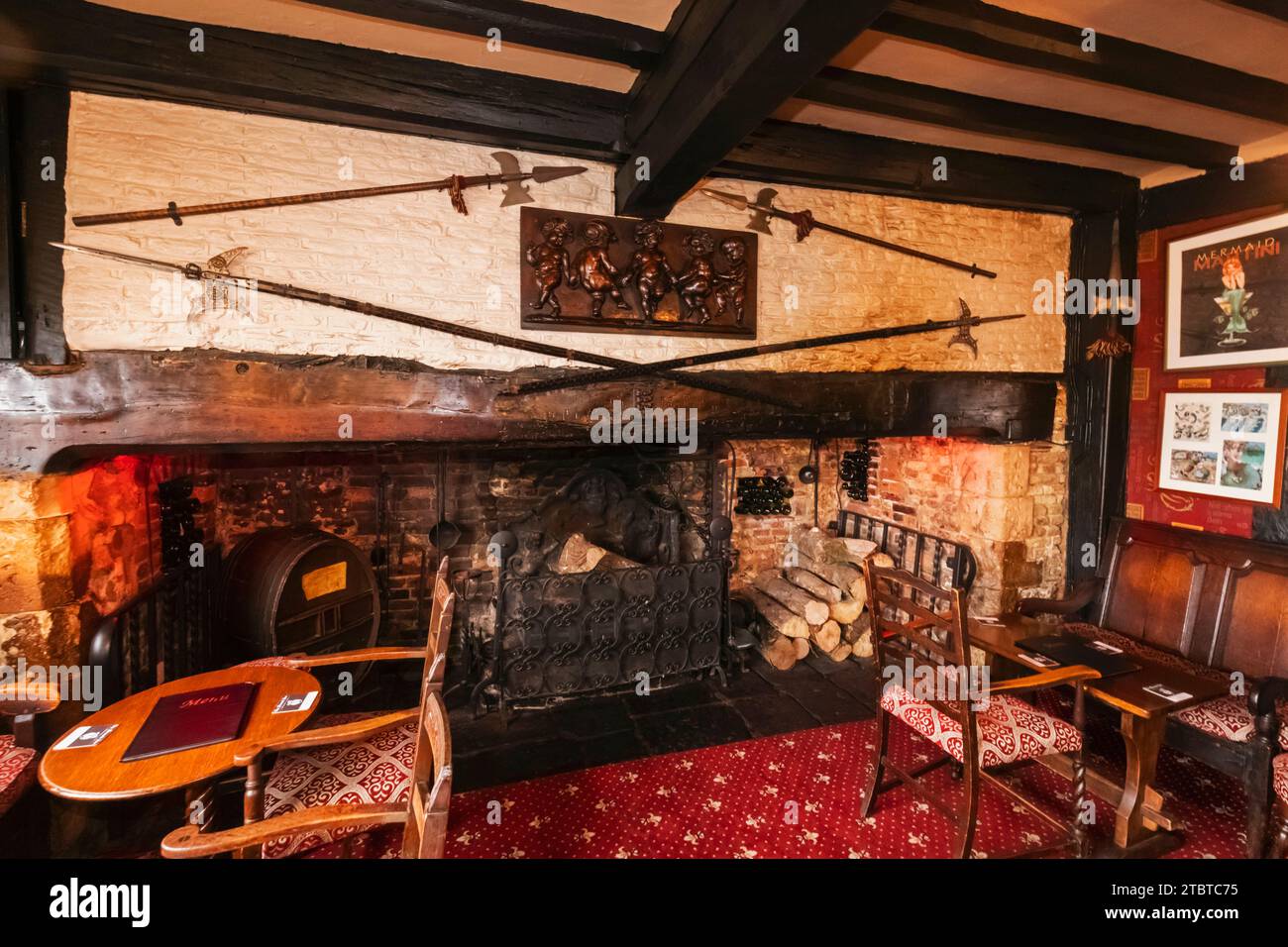 Angleterre, East Sussex, Rye, Mermaid Inn, The Giants Fireplace Banque D'Images