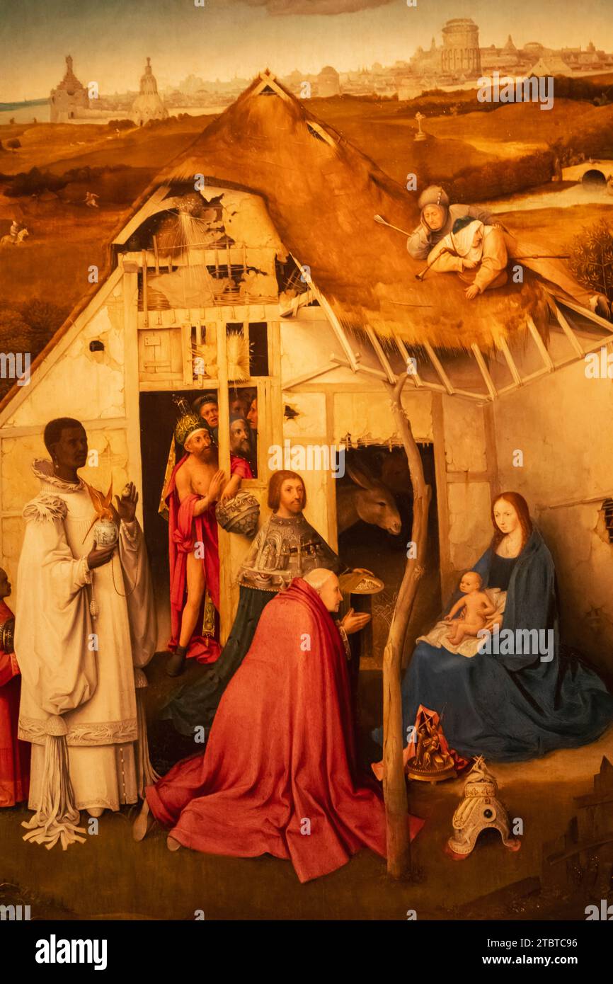 Angleterre, West Sussex, Petworth, Petworth House, peinture intitulée «l'offre des sages» par Hieronymus Bosch Banque D'Images