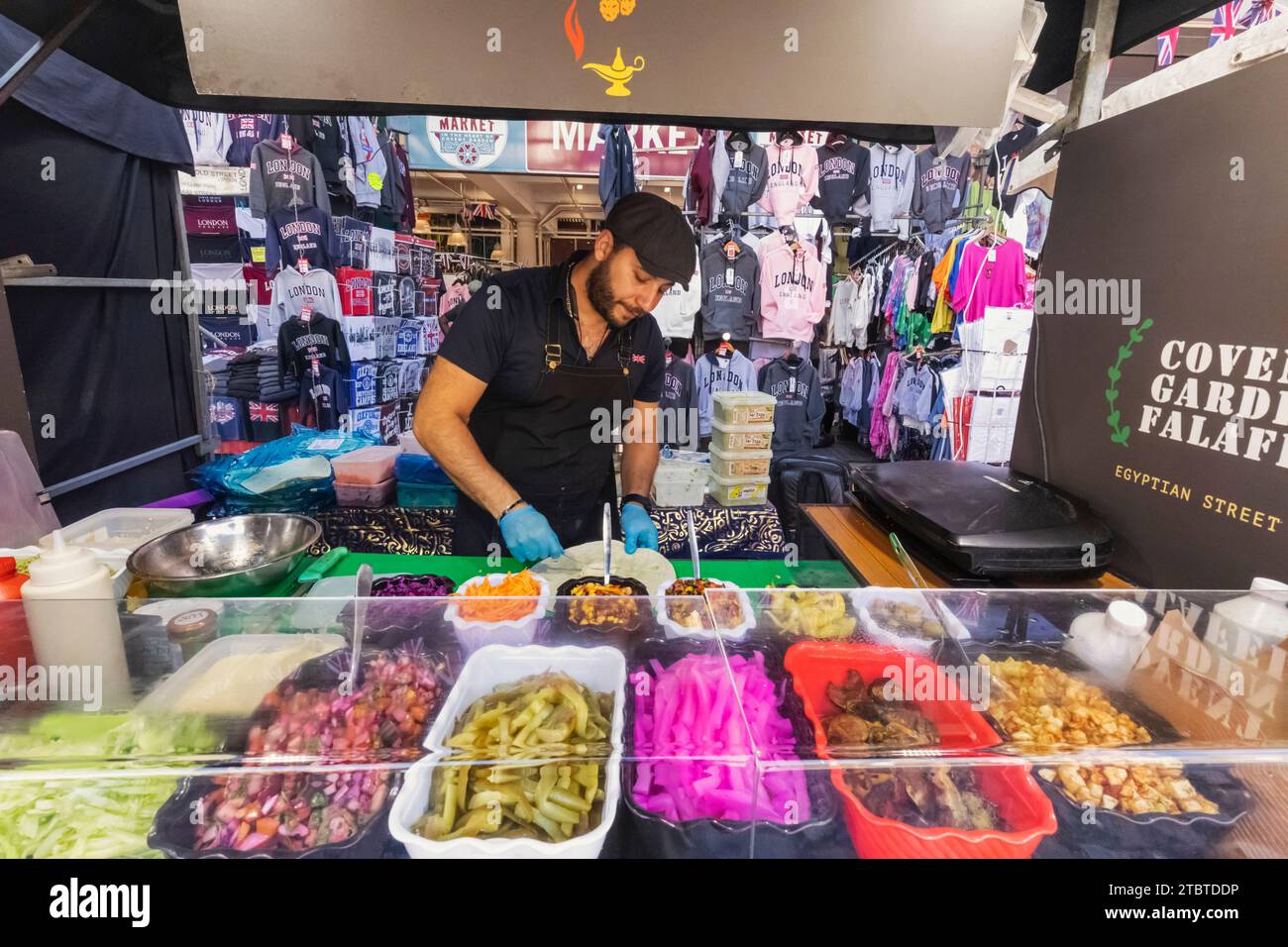 Angleterre, Londres, Covent Garden, Falafel Food Stall Banque D'Images