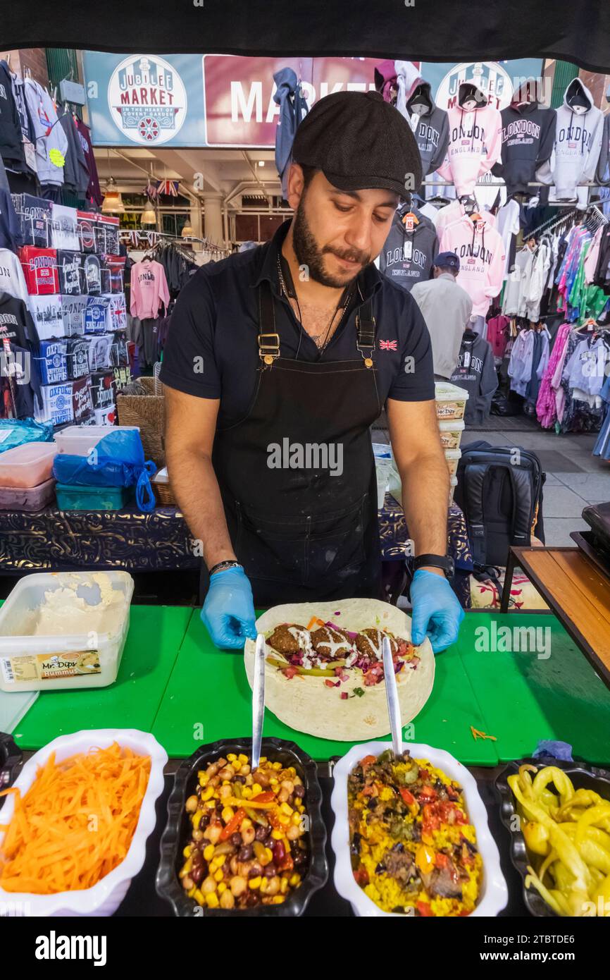 Angleterre, Londres, Covent Garden, Falafel Food Stall Banque D'Images