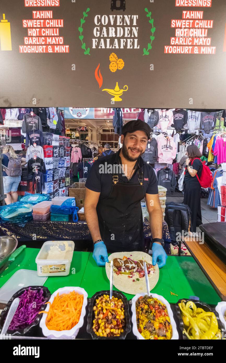 Angleterre, Londres, Covent Garden, Falafel Food Stall Banque D'Images