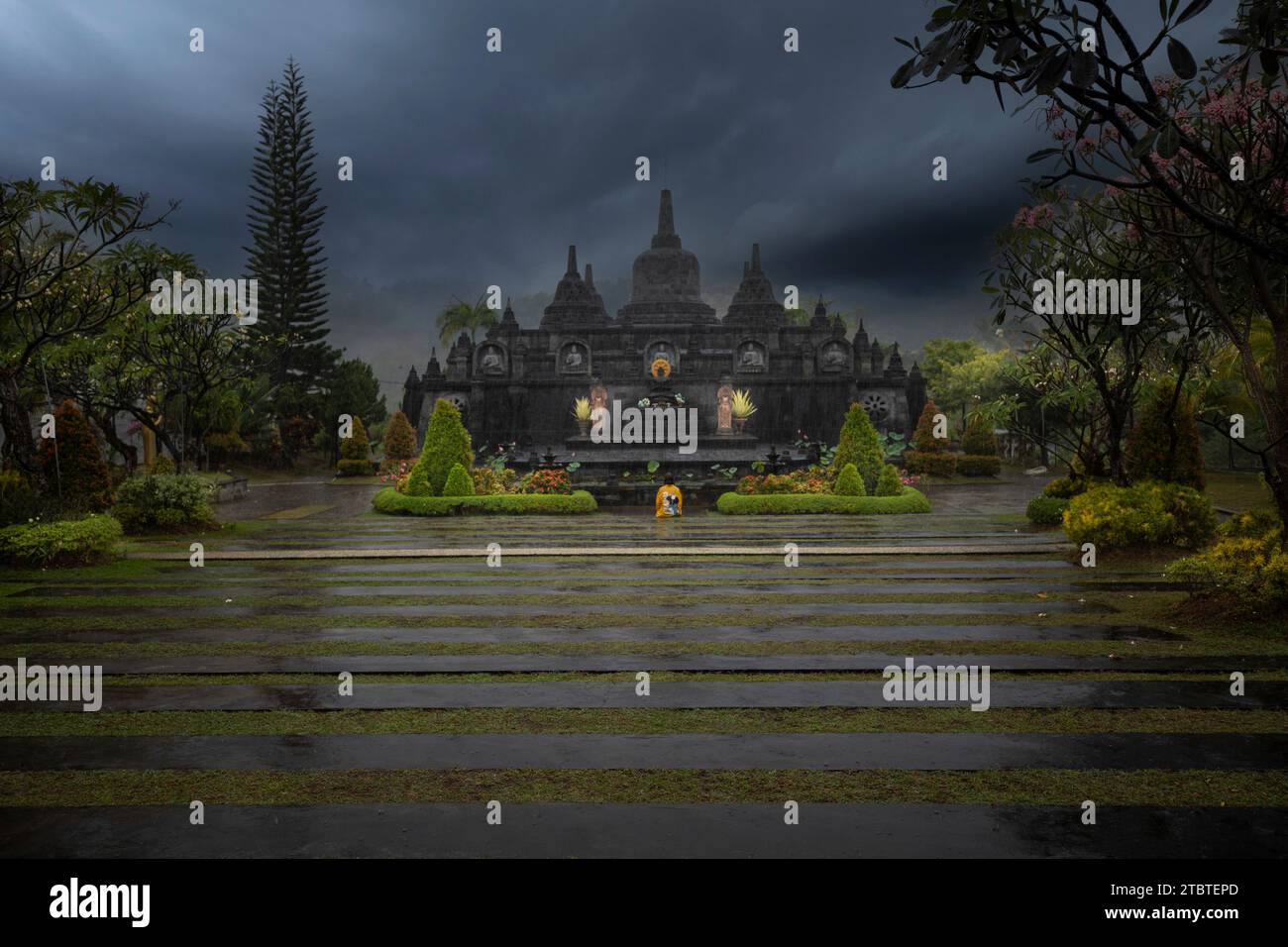 Brahmavihara, le plus grand temple bouddhiste de Bali Banque D'Images