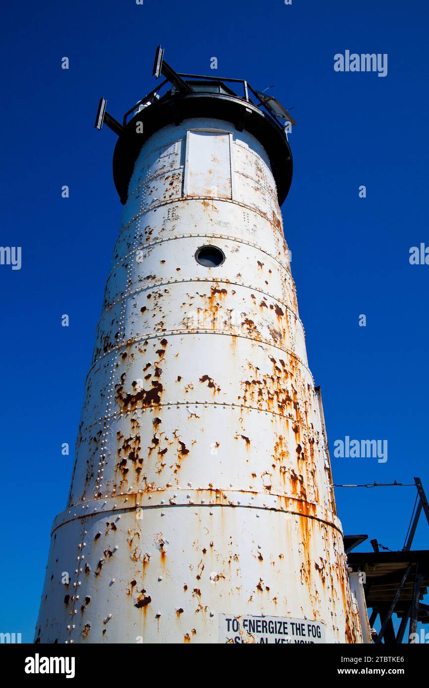 Phare Weathered à Empire, Michigan - Histoire maritime et déclin Banque D'Images
