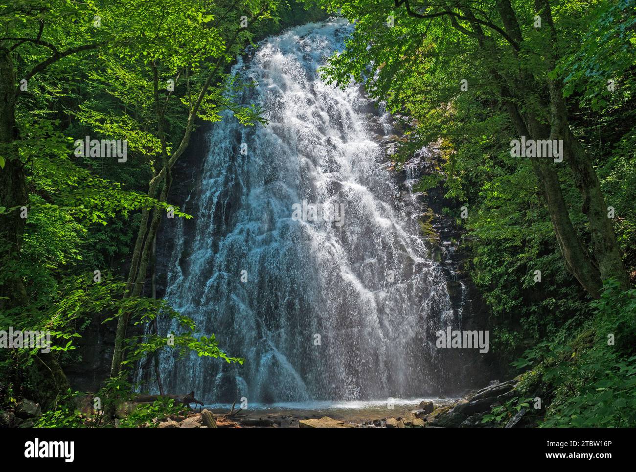 Spectaculaires chutes de Crabtree cachées dans la forêt le long de la Blue Ridge Parkway en Caroline du Nord Banque D'Images