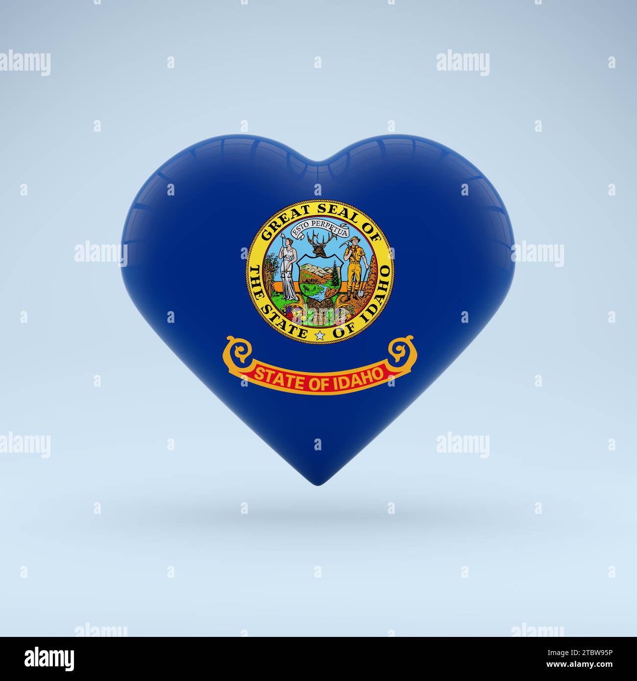 Symbole de l'état d'amour Idaho. Icône de drapeau de coeur. Rendu 3D. Banque D'Images