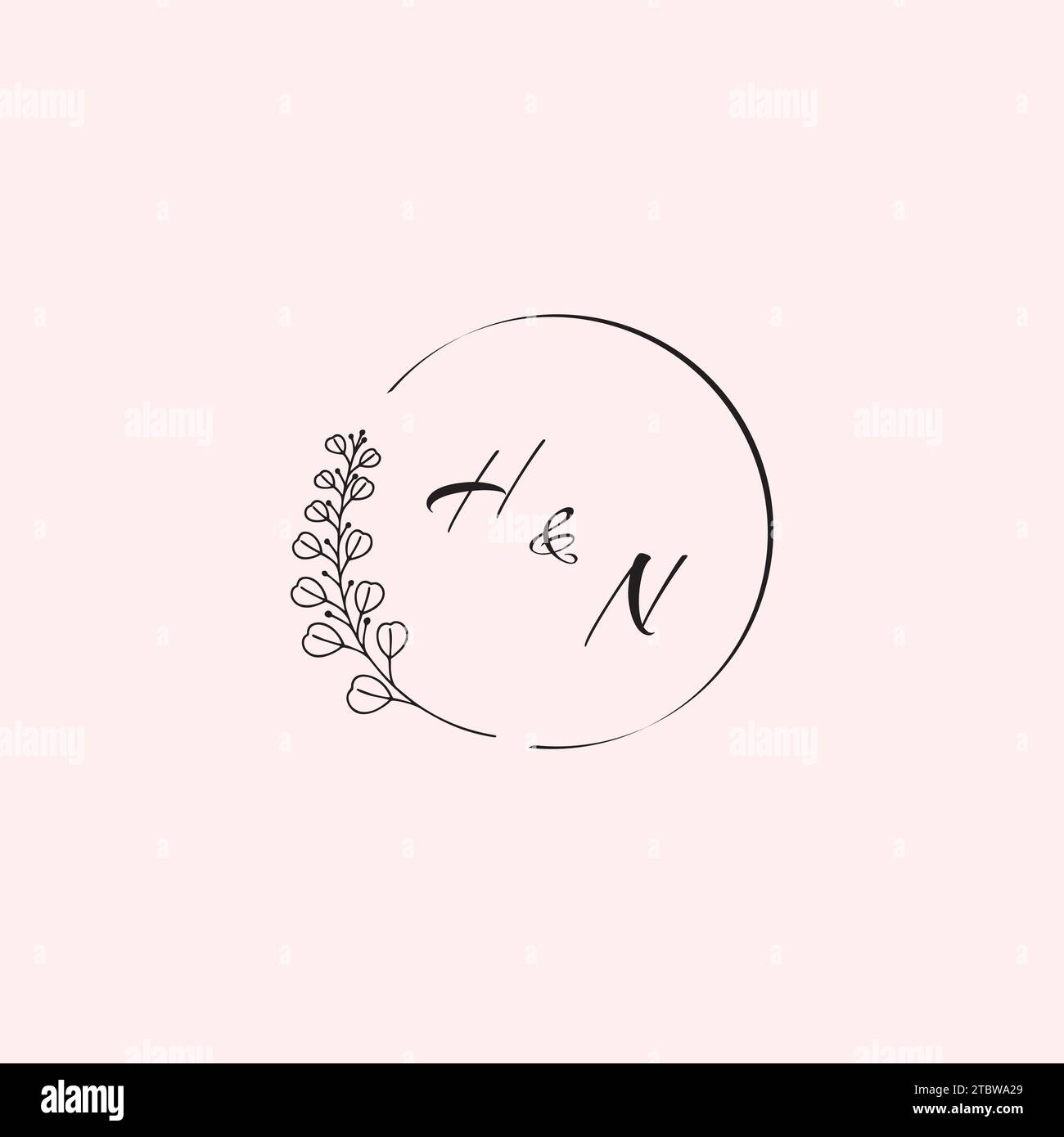 Lettres de logo de mariage NH dans un design professionnel de haute qualité qui s'imprimeront bien sur tous les supports d'impression Illustration de Vecteur