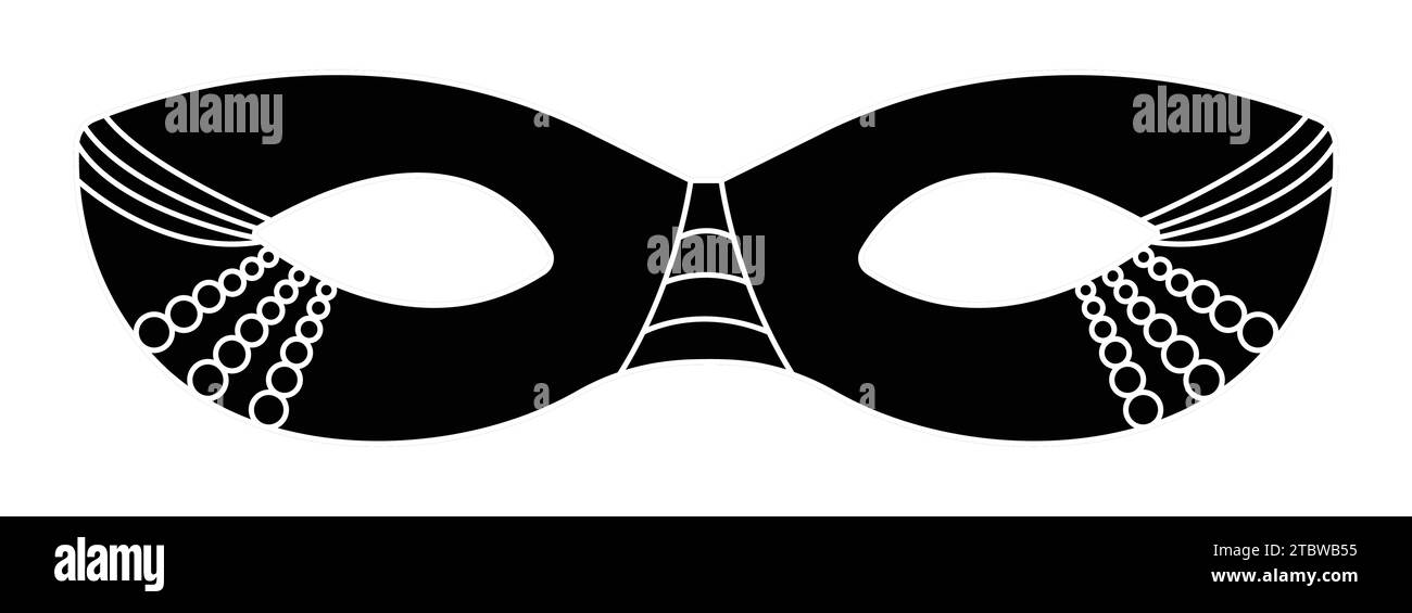 Masque de mascarade des yeux noir et blanc, illustration vectorielle Illustration de Vecteur