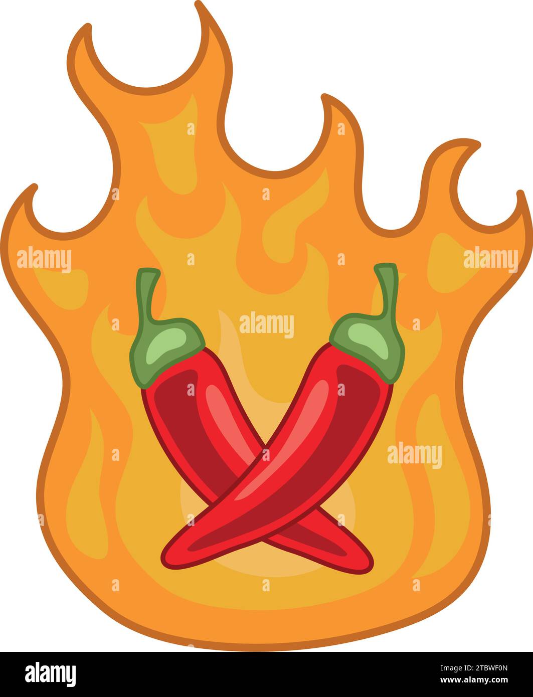 nourriture internationale chaude et épicée piments piments sur vecteur de feu isolé Illustration de Vecteur