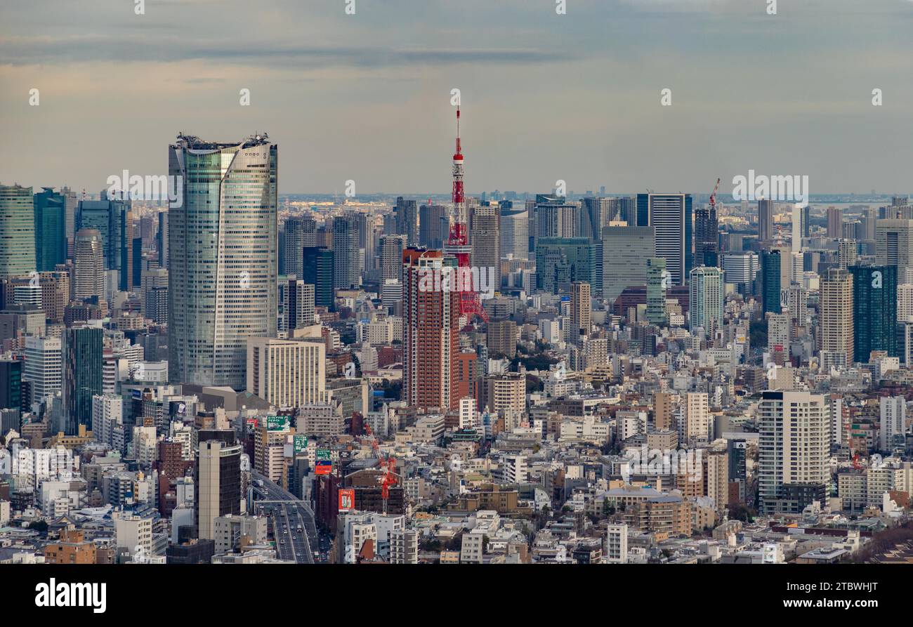 Une photo de la Tour de Tokyo et de son paysage urbain environnant Banque D'Images