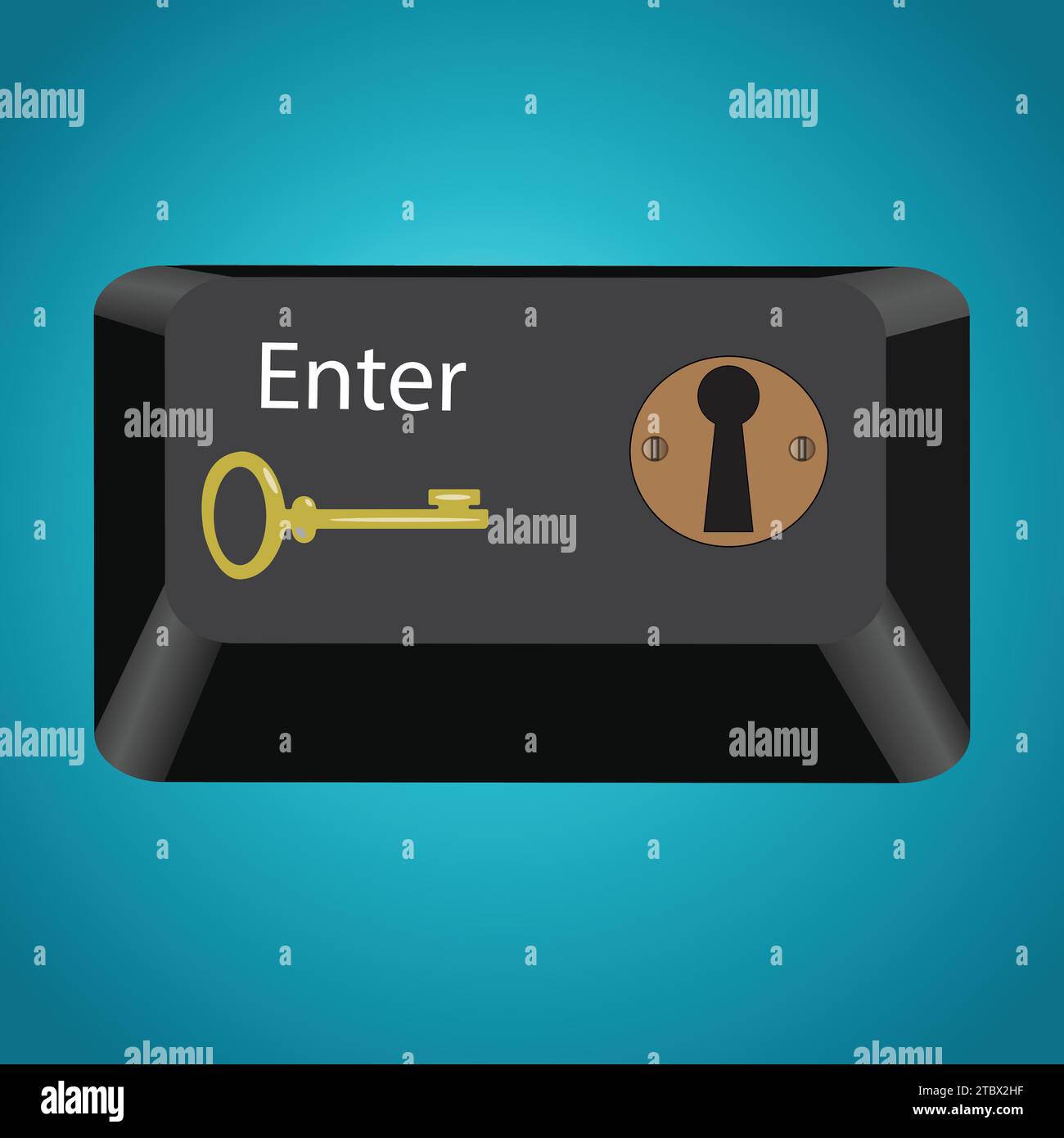 Entrez la clé avec un trou de serrure et une clé Illustration de Vecteur