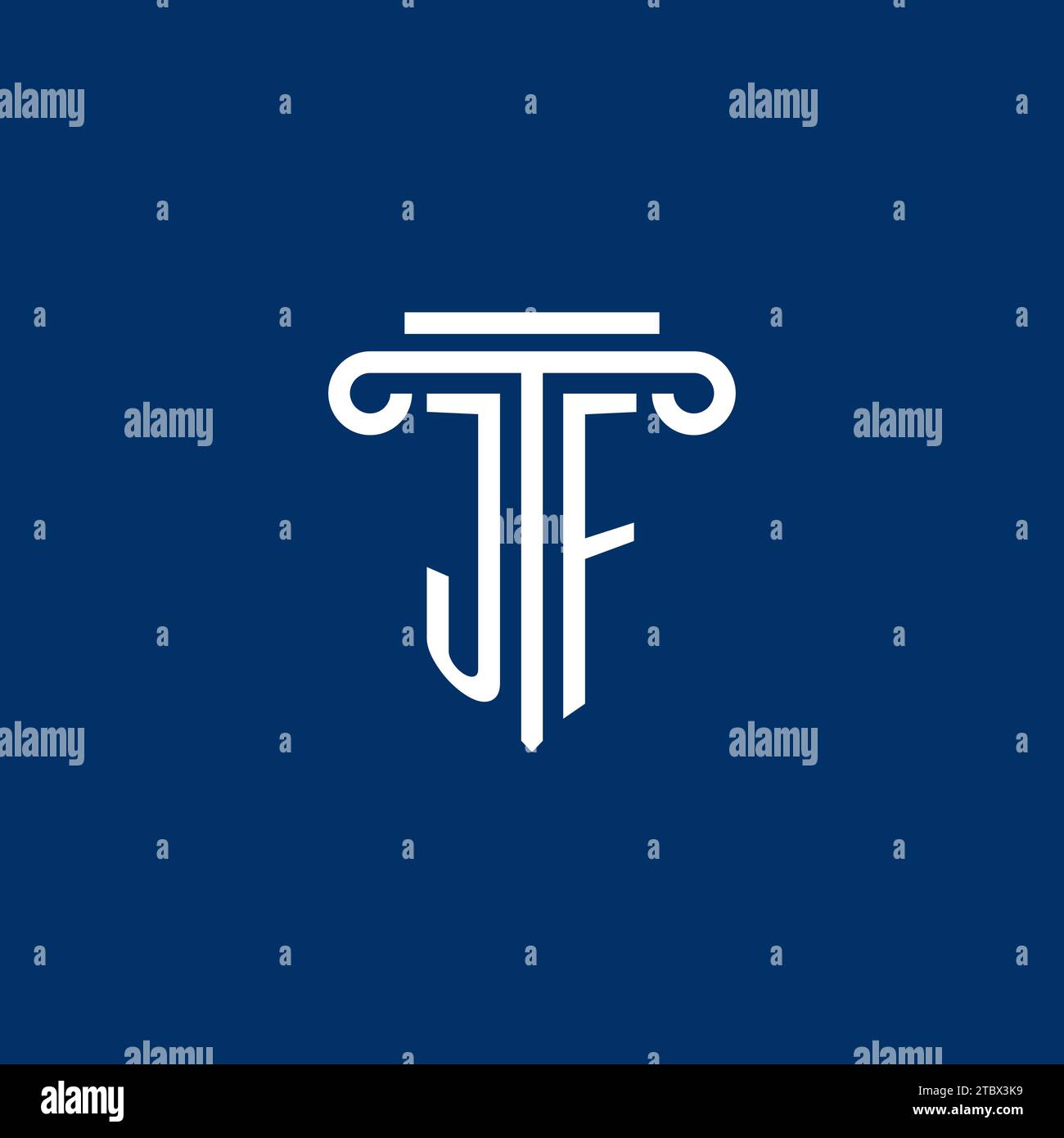 Monogramme initial du logo JF avec design simple d'icône de pilier Illustration de Vecteur