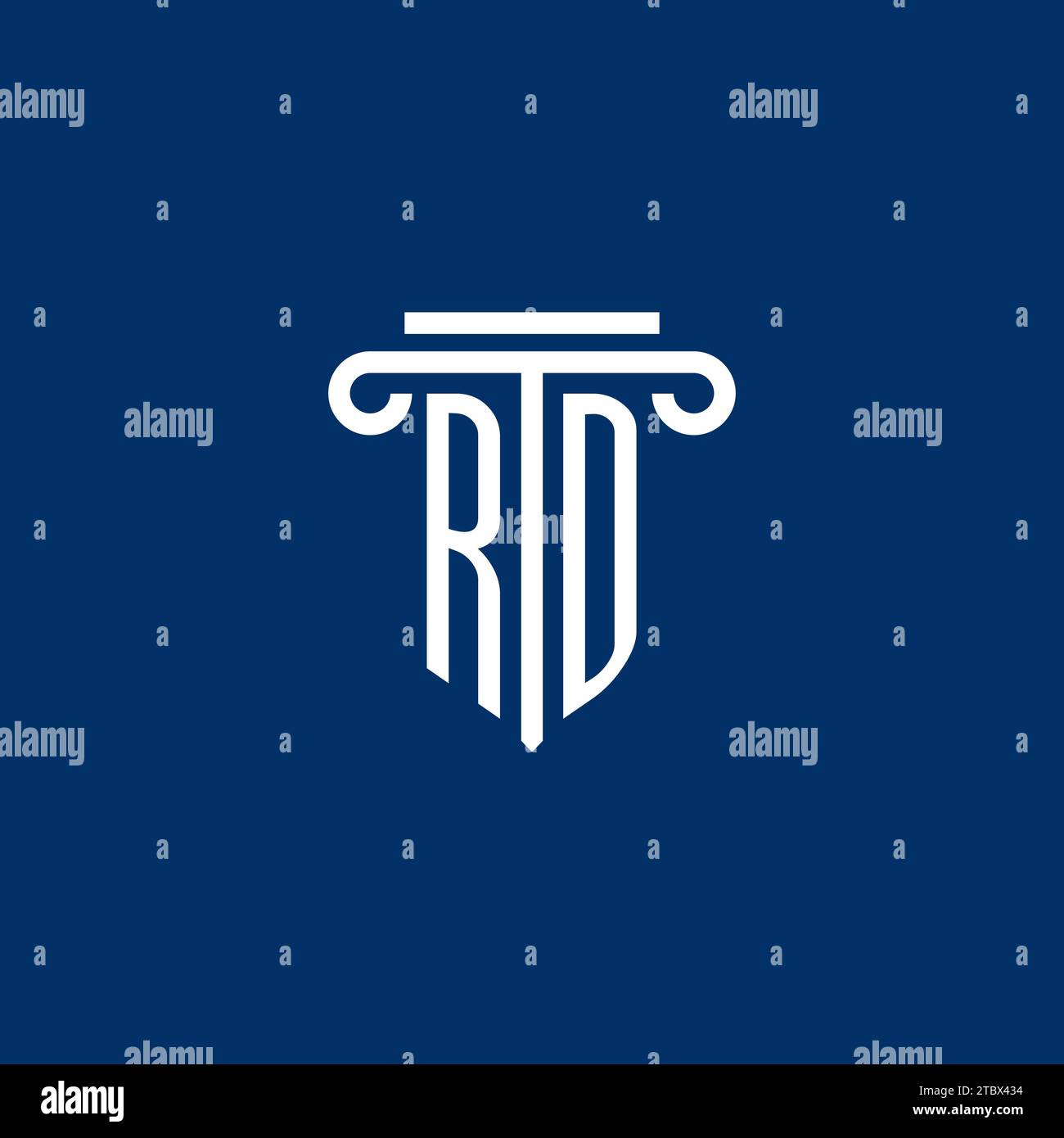 Monogramme initial du logo RD avec icône de pilier simple Illustration de Vecteur