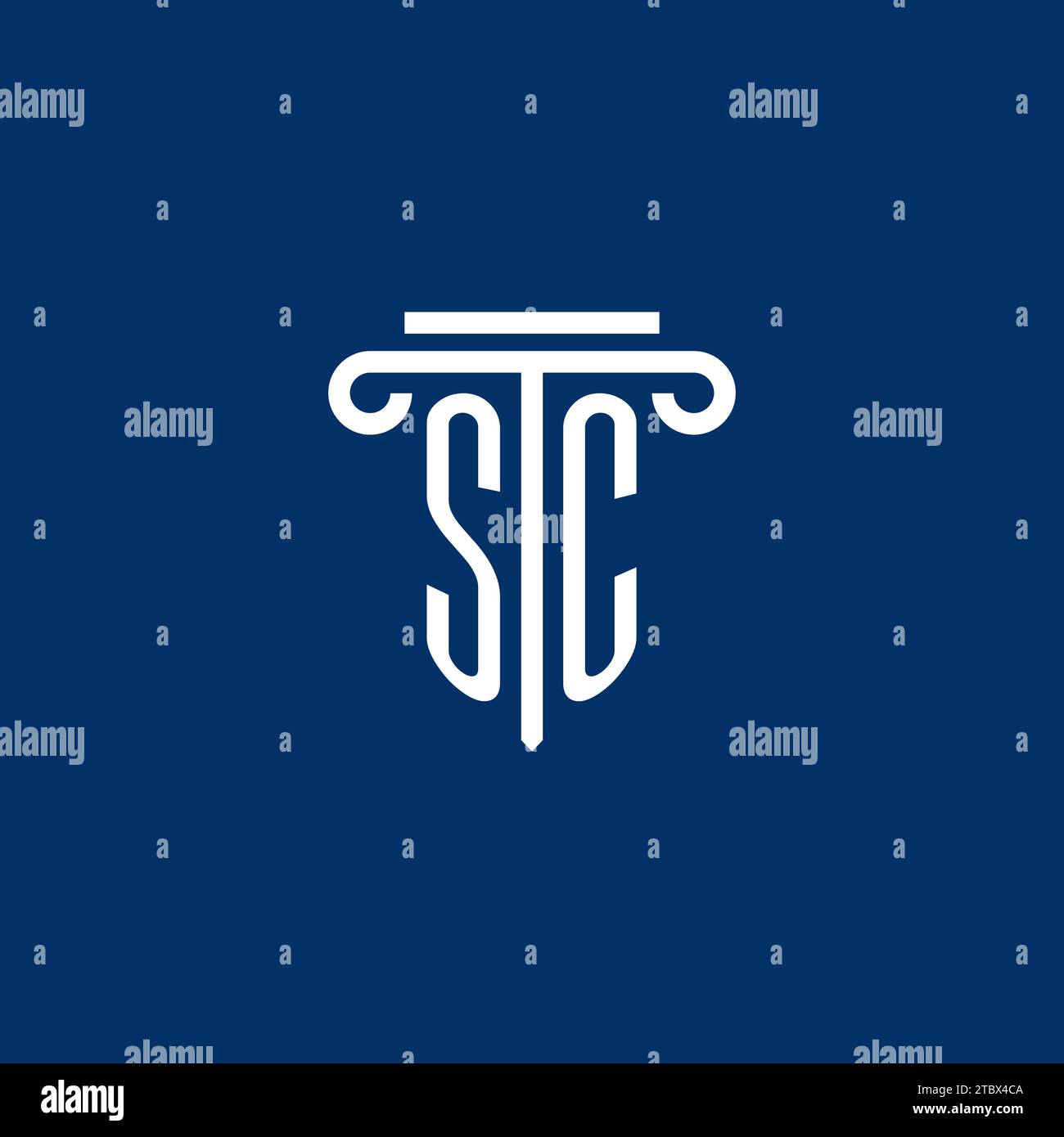 Monogramme initial du logo SC avec motif simple icône de pilier Illustration de Vecteur