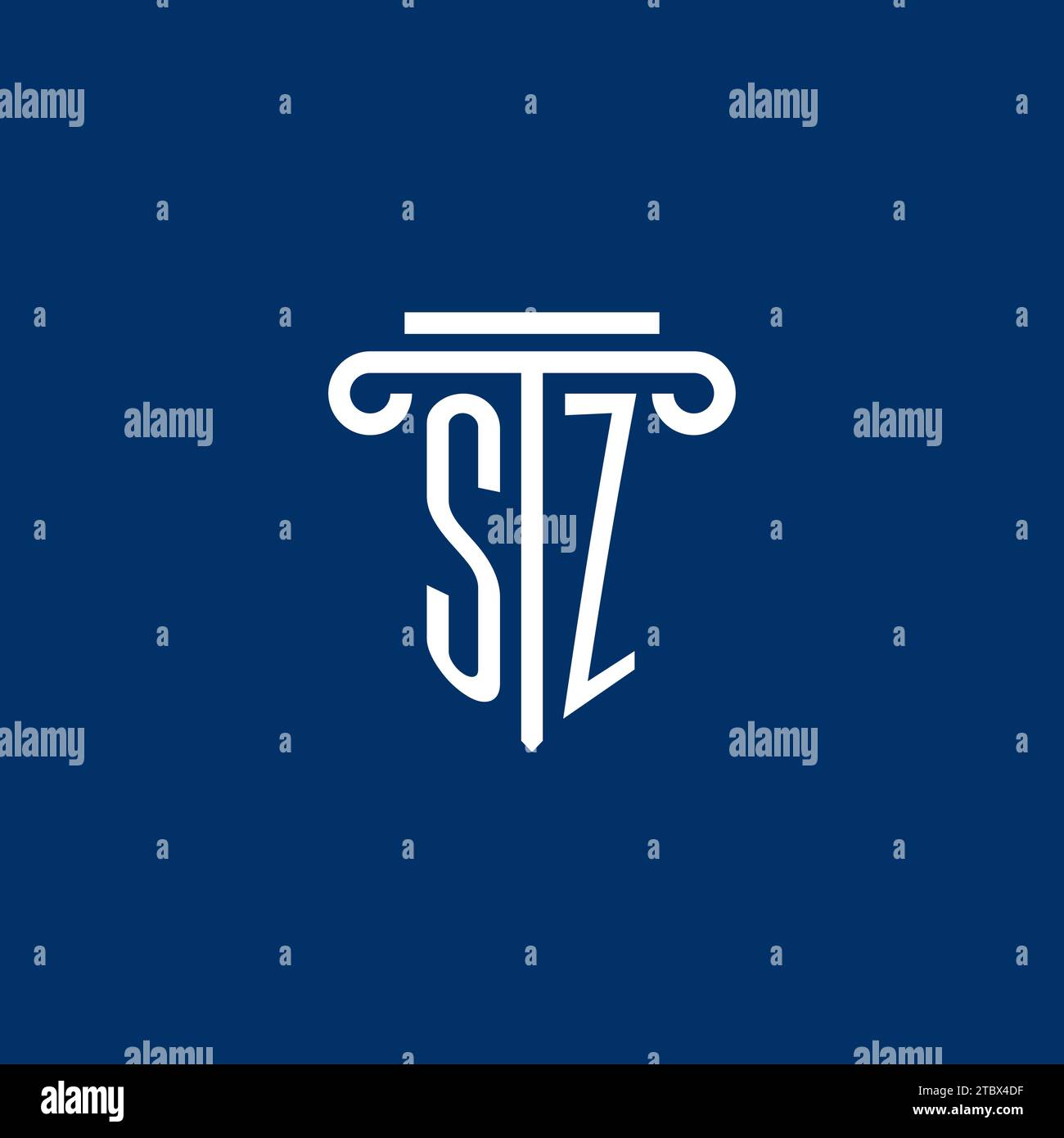 Monogramme initial du logo SZ avec motif simple icône de pilier Illustration de Vecteur