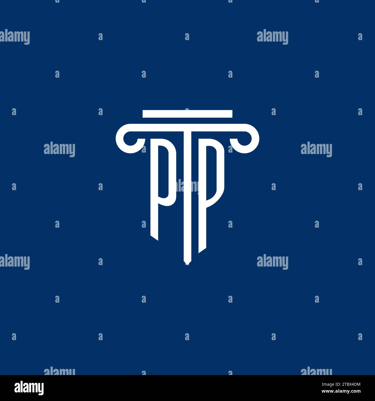 Monogramme initial de logo PP avec design simple d'icône de pilier Illustration de Vecteur