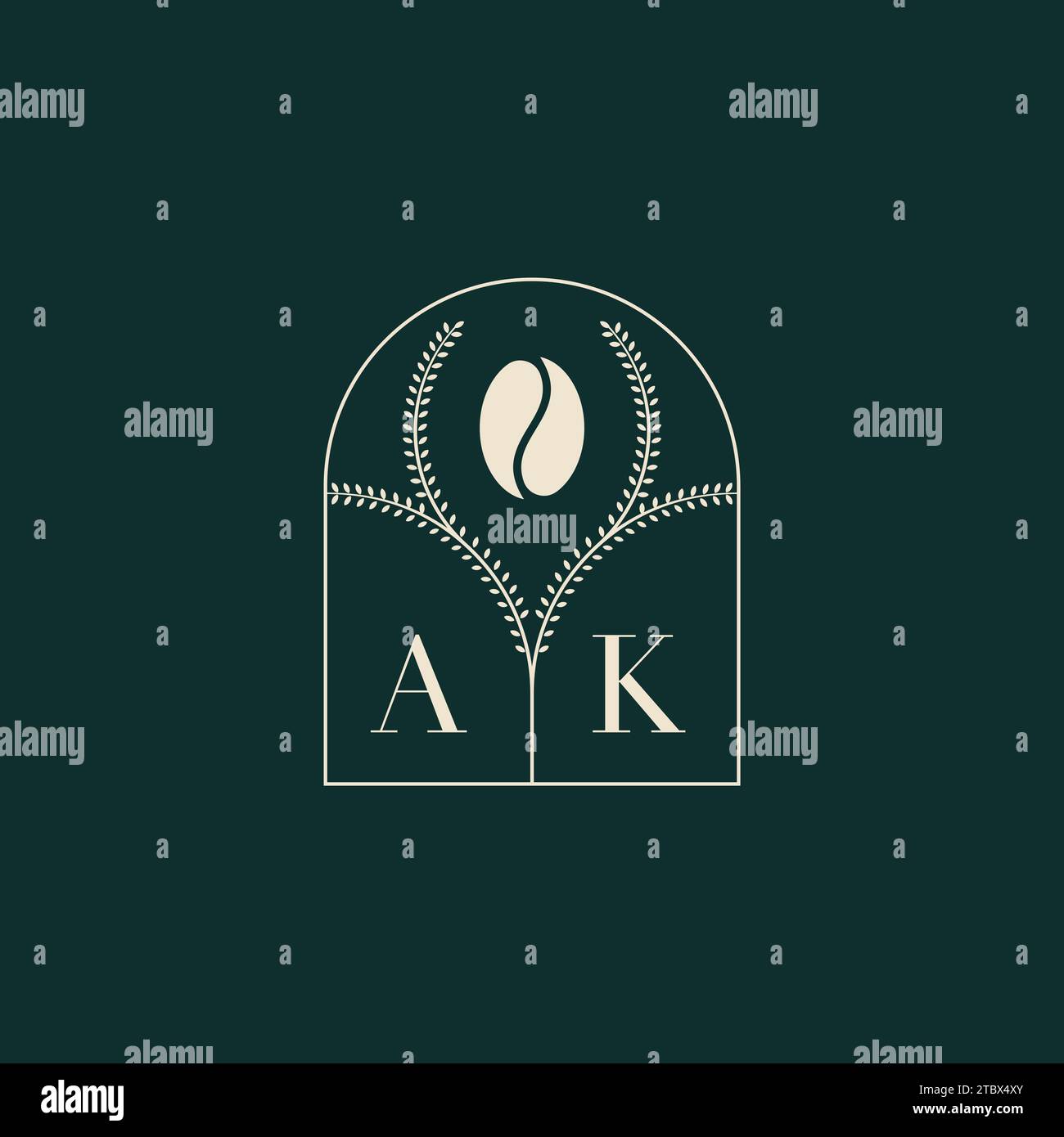 AK combinaison unique et simple de conception de logo de lettres et de grain de café Illustration de Vecteur