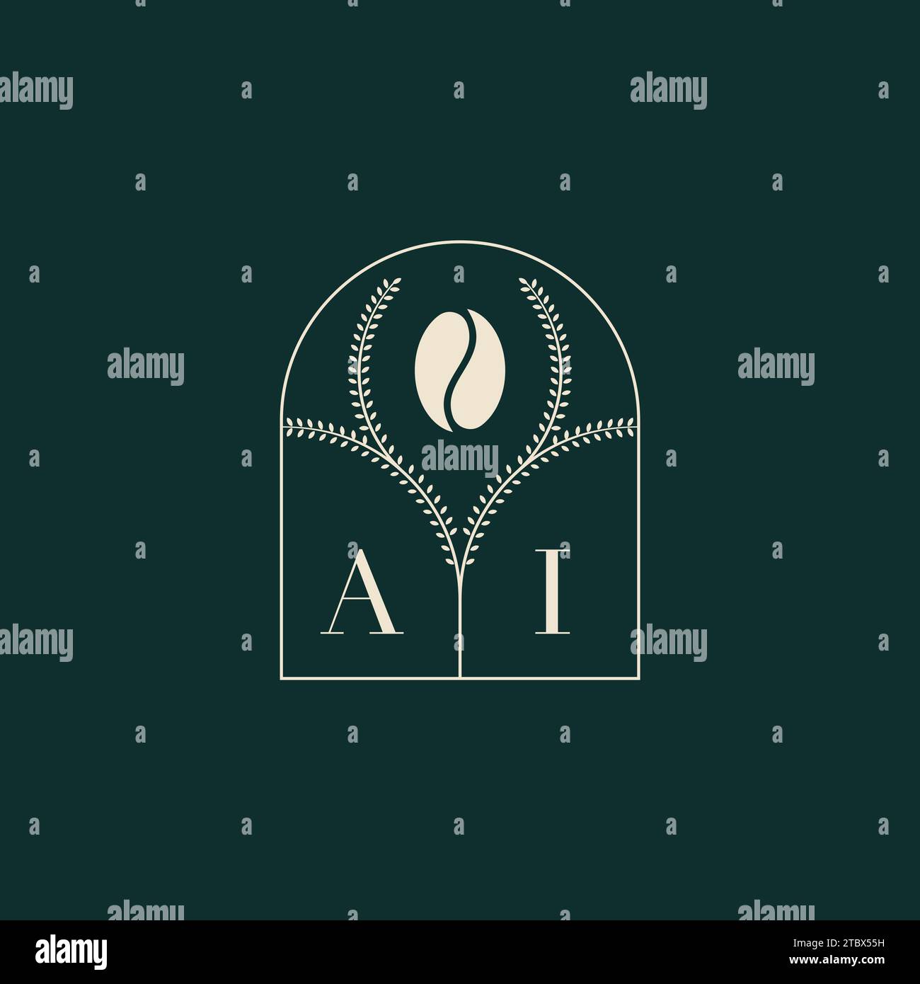 Ai combinaison unique et simple de conception de logo de lettres et de grain de café Illustration de Vecteur
