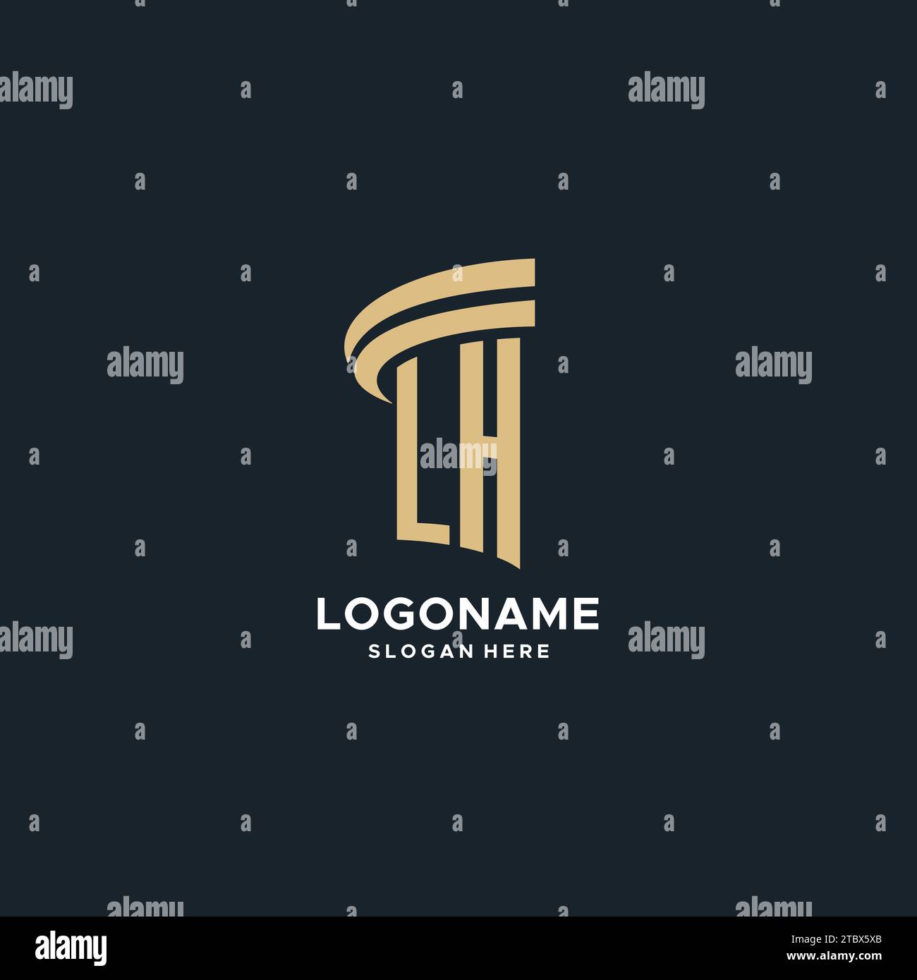 Monogramme gauche avec design d'icône de pilier, graphisme vectoriel d'idées de conception de logo juridique de luxe et moderne Illustration de Vecteur