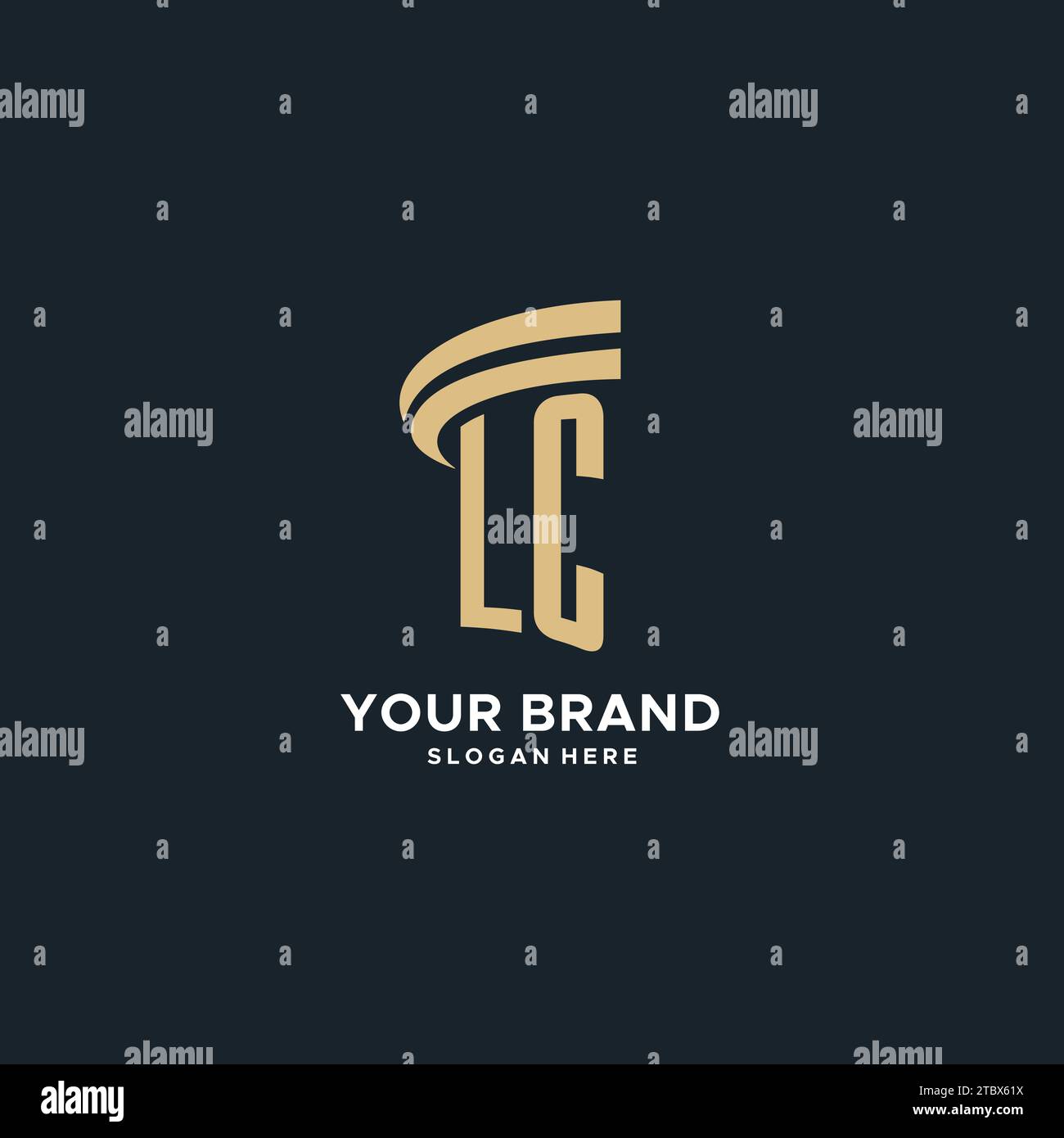 Monogramme LC avec design d'icône de pilier, design de luxe et logo juridique moderne graphique vectoriel d'idées Illustration de Vecteur