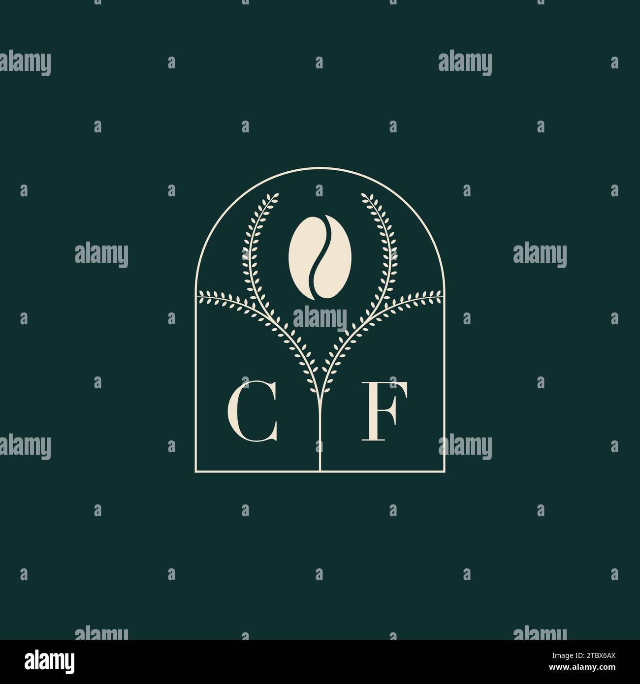 Cf combinaison unique et simple de conception de logo de lettres et de grain de café Illustration de Vecteur