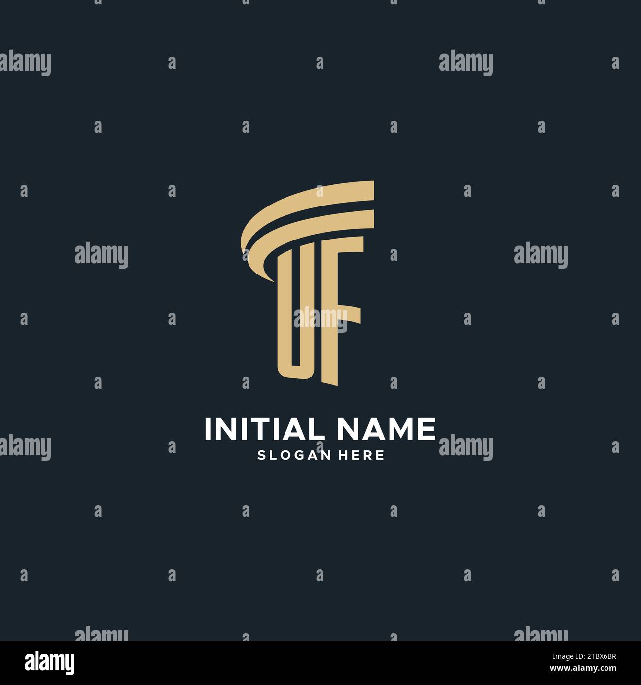 Monogramme UF avec design d'icône de pilier, design de luxe et logo juridique moderne graphique vectoriel d'idées Illustration de Vecteur
