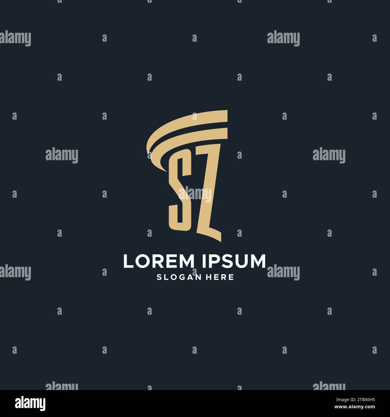 Monogramme SZ avec design d'icône de pilier, design de luxe et logo juridique moderne graphique vectoriel d'idées Illustration de Vecteur
