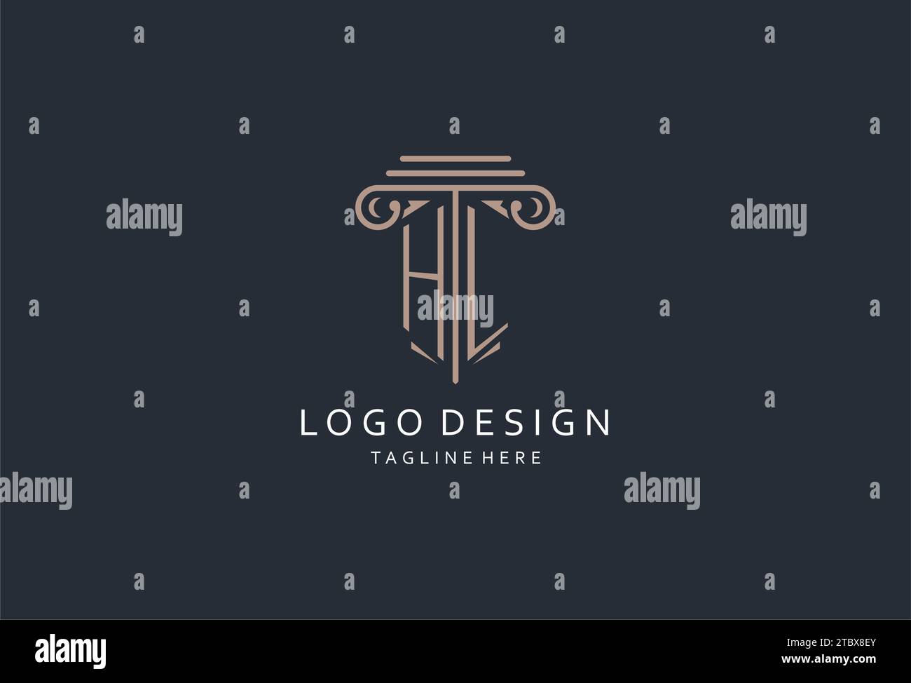 Logo monogramme HL avec icône de forme de pilier, logo de luxe et élégant pour les idées de conception de logo de style initial de cabinet d'avocats Illustration de Vecteur