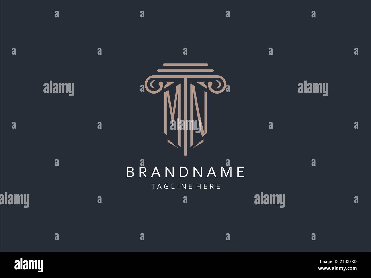 Logo de monogramme de mn avec icône de forme de pilier, logo de design de luxe et élégant pour les idées de conception de logo de style initial de cabinet d'avocats Illustration de Vecteur