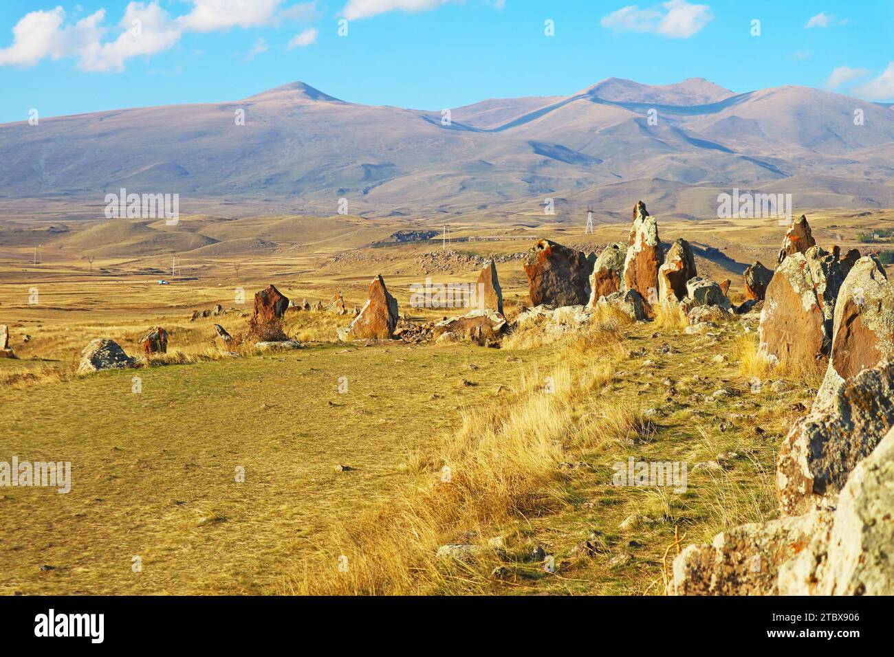 Site archéologique préhistorique de Carahunge ou Stonehenge arménien dans la province de Syunik en Arménie Banque D'Images